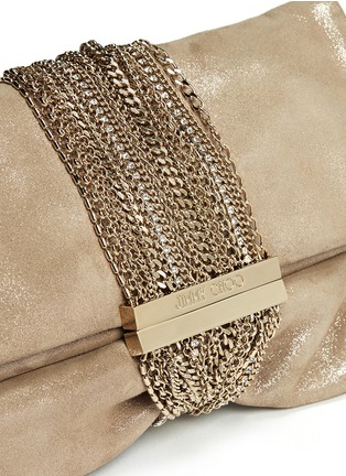 Detail View - Click To Enlarge - JIMMY CHOO - Chandra chain metallic suede clutch