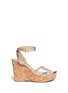 Main View - Click To Enlarge - JIMMY CHOO - Papyrus cracked pearlescent leather wedge sandals