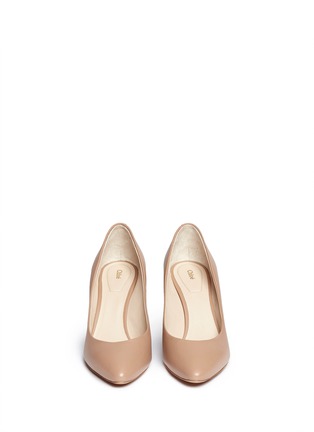 Figure View - Click To Enlarge - CHLOÉ - Metal plate heel leather pumps