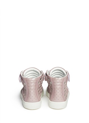 Back View - Click To Enlarge - PIERRE HARDY - Perforated pearlescent leather sneakers
