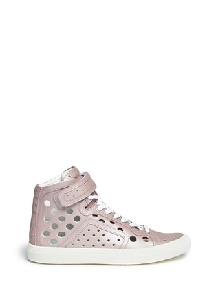 Main View - Click To Enlarge - PIERRE HARDY - Perforated pearlescent leather sneakers