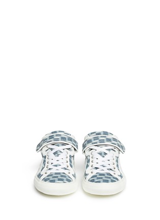 Figure View - Click To Enlarge - PIERRE HARDY - Denim geometric cube sneakers