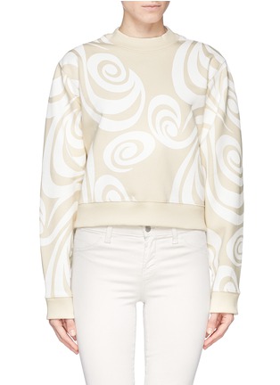 Main View - Click To Enlarge - ACNE STUDIOS - 'Bird Allover' spiral print cropped sweatshirt