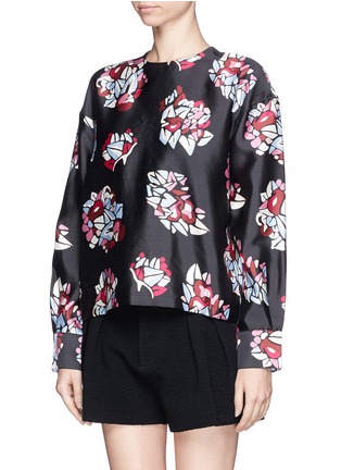 Front View - Click To Enlarge - MS MIN - Floral print silk-wool blouse