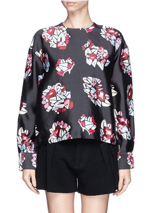 Main View - Click To Enlarge - MS MIN - Floral print silk-wool blouse