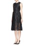 Figure View - Click To Enlarge - MSGM - Lacquer lace flare dress