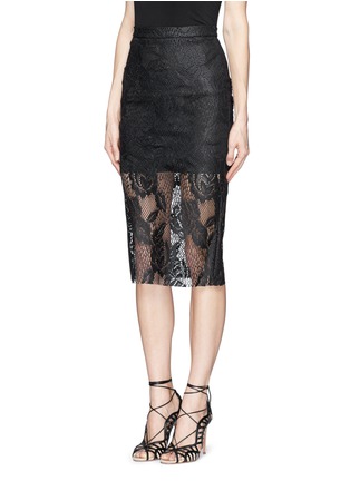 Front View - Click To Enlarge - MSGM - Lacquer lace pencil skirt 