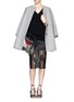 Figure View - Click To Enlarge - MSGM - Lacquer lace pencil skirt 