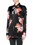 Front View - Click To Enlarge - MSGM - Paintbrush rose print silk shirt