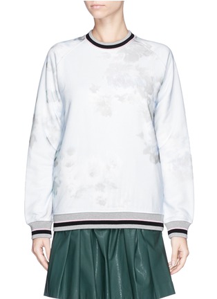 Main View - Click To Enlarge - MSGM - Floral print tulle overlay sweatshirt