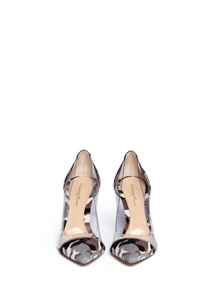 Figure View - Click To Enlarge - GIANVITO ROSSI - Clear PVC camouflage pony hair pumps