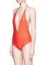 Figure View - Click To Enlarge - MIKOH - 'Hinano' low cut scoop back halter swimsuit