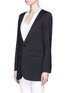 Front View - Click To Enlarge - EACH X OTHER - Bi-colour lapel long tuxedo wool jacket