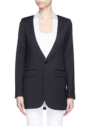 Main View - Click To Enlarge - EACH X OTHER - Bi-colour lapel long tuxedo wool jacket