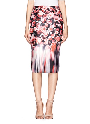 Main View - Click To Enlarge - MO&CO. EDITION 10 - Faded rose print pencil skirt