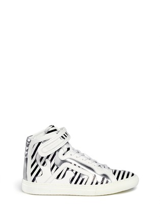Main View - Click To Enlarge - PIERRE HARDY - Lavarama stripe metallic patchwork sneakers