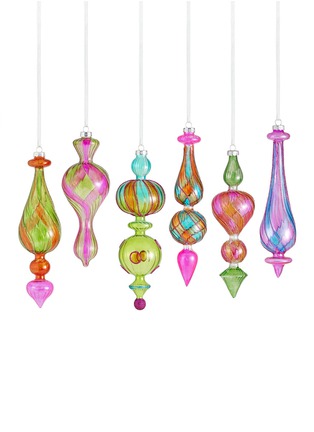 Main View - Click To Enlarge - KURT S ADLER - Assorted Colourful Finial Six christmas Ornament Set