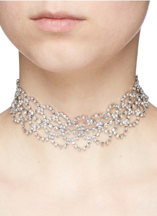 Figure View - Click To Enlarge - KENNETH JAY LANE - Glass crystal lace collar necklace