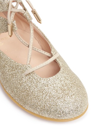 Detail View - Click To Enlarge - AQUAZZURA - 'Belgravia Baby' caged glitter suede toddler flats