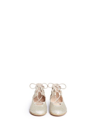 Figure View - Click To Enlarge - AQUAZZURA - 'Belgravia Baby' caged glitter suede toddler flats