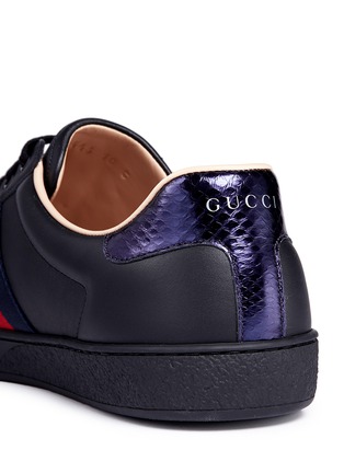 Detail View - Click To Enlarge - GUCCI - 'Ace' bee embroidered leather sneakers
