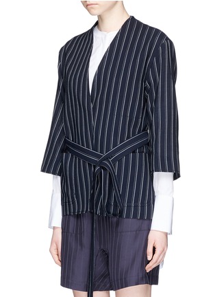Front View - Click To Enlarge - ACNE STUDIOS - 'Jada' stripe sash belt wool twill jacket