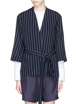 Main View - Click To Enlarge - ACNE STUDIOS - 'Jada' stripe sash belt wool twill jacket