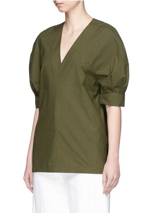 Front View - Click To Enlarge - FFIXXED STUDIOS - 'Ching Extension' cotton V-neck top