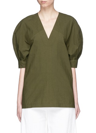 Main View - Click To Enlarge - FFIXXED STUDIOS - 'Ching Extension' cotton V-neck top