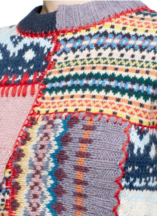 Detail View - Click To Enlarge - ALEXANDER MCQUEEN - Dip hem wool-cashmere patchwork sweater