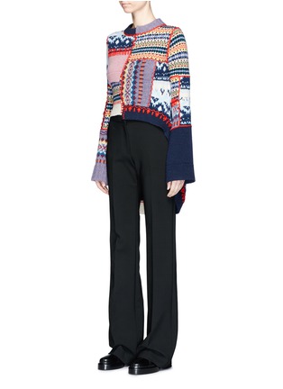 Front View - Click To Enlarge - ALEXANDER MCQUEEN - Dip hem wool-cashmere patchwork sweater