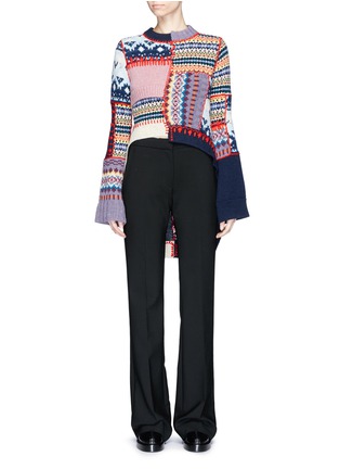 Main View - Click To Enlarge - ALEXANDER MCQUEEN - Dip hem wool-cashmere patchwork sweater