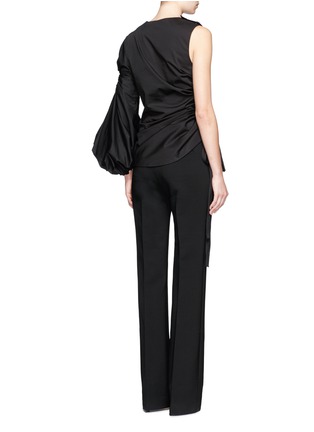 Back View - Click To Enlarge - MONSE - Asymmetric balloon sleeve sash twill top
