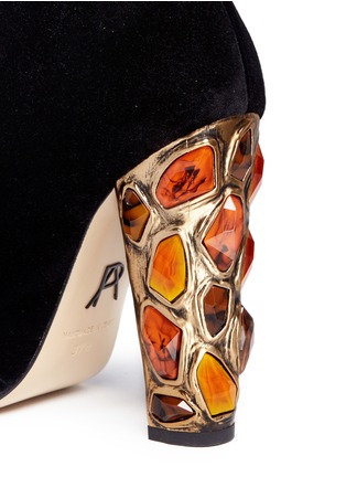 Detail View - Click To Enlarge - PAUL ANDREW - 'Nehir Jewel' jewelled heel velvet ankle boots