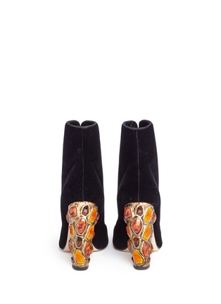 Back View - Click To Enlarge - PAUL ANDREW - 'Nehir Jewel' jewelled heel velvet ankle boots