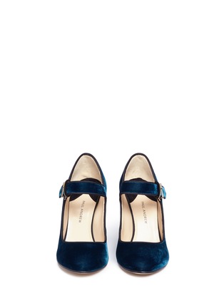 Front View - Click To Enlarge - PAUL ANDREW - 'Suleiman' antique buckle velvet Mary Jane pumps