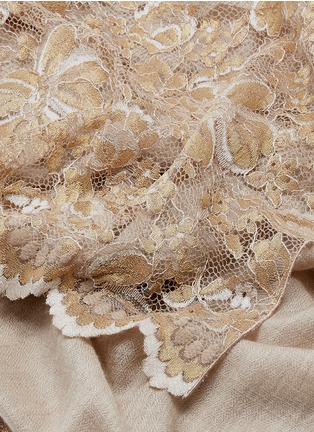 Detail View - Click To Enlarge - JANAVI - Floral embroidered lace trim cashmere scarf