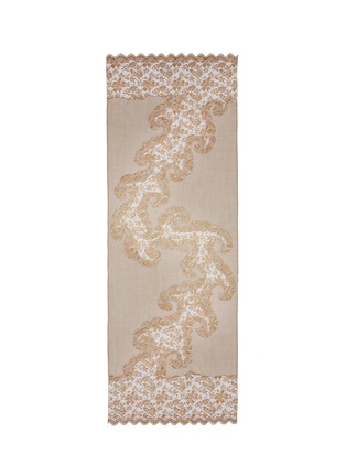 Main View - Click To Enlarge - JANAVI - Floral embroidered lace trim cashmere scarf