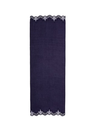Main View - Click To Enlarge - JANAVI - Ombré lace trim cashmere scarf