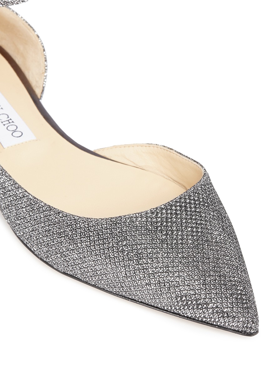 JIMMY CHOO 'Lucy' glitter lamé d'Orsay flats