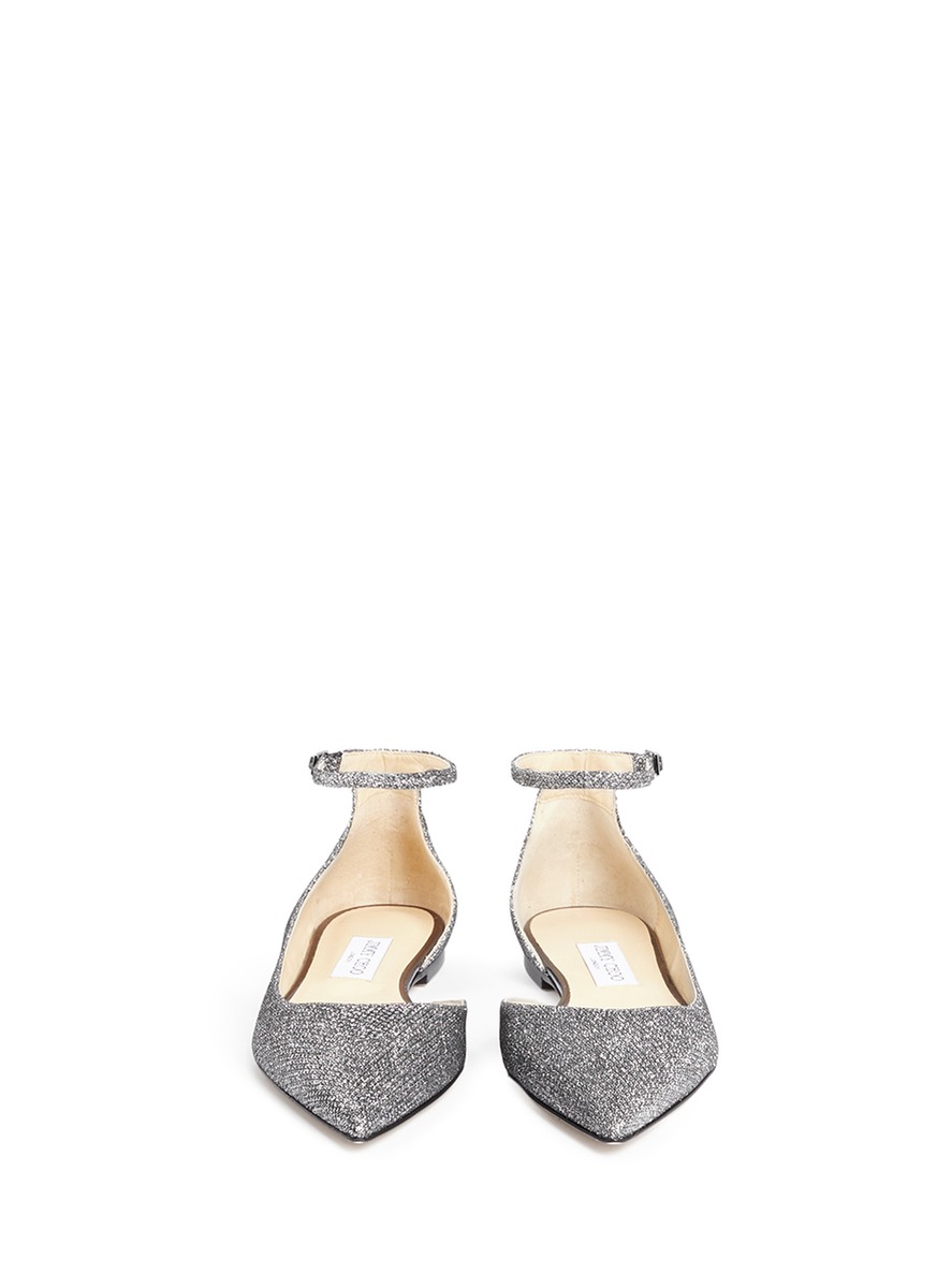 JIMMY CHOO 'Lucy' glitter lamé d'Orsay flats