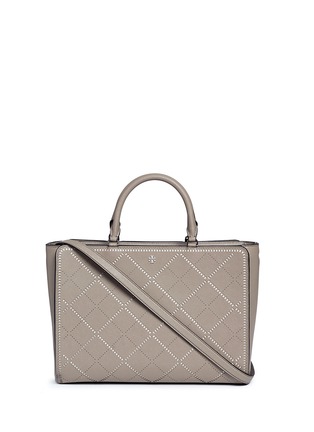 Main View - Click To Enlarge - TORY BURCH - 'Robinson Crosshatch' large diamond perforation saffiano leather tote