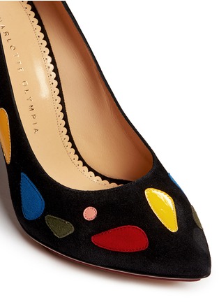 Detail View - Click To Enlarge - CHARLOTTE OLYMPIA - 'Modern Monroe' geometric appliqué suede pumps