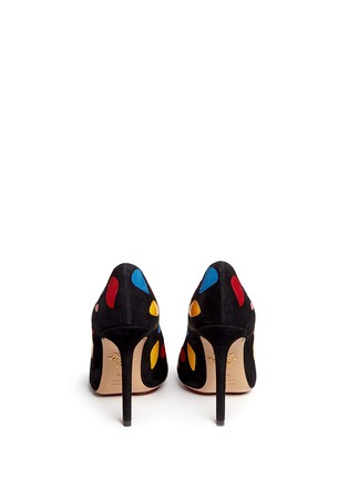 Back View - Click To Enlarge - CHARLOTTE OLYMPIA - 'Modern Monroe' geometric appliqué suede pumps