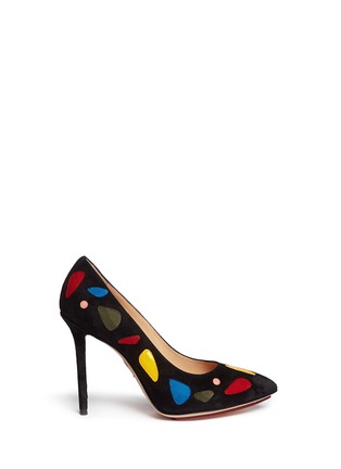 Main View - Click To Enlarge - CHARLOTTE OLYMPIA - 'Modern Monroe' geometric appliqué suede pumps