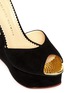 Detail View - Click To Enlarge - CHARLOTTE OLYMPIA - 'Two-Faced' suede peep toe wedge sandals