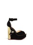 Main View - Click To Enlarge - CHARLOTTE OLYMPIA - 'Two-Faced' suede peep toe wedge sandals