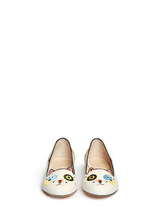 Figure View - Click To Enlarge - CHARLOTTE OLYMPIA - 'Abstract Kitty' velvet flats