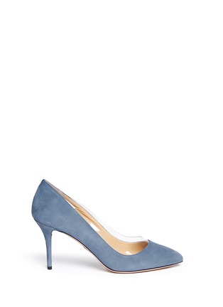 Main View - Click To Enlarge - CHARLOTTE OLYMPIA - 'Party Shoes 85' PVC trim suede pumps
