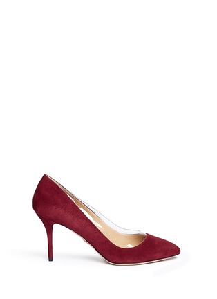 Main View - Click To Enlarge - CHARLOTTE OLYMPIA - 'Party Shoes 85' PVC trim suede pumps